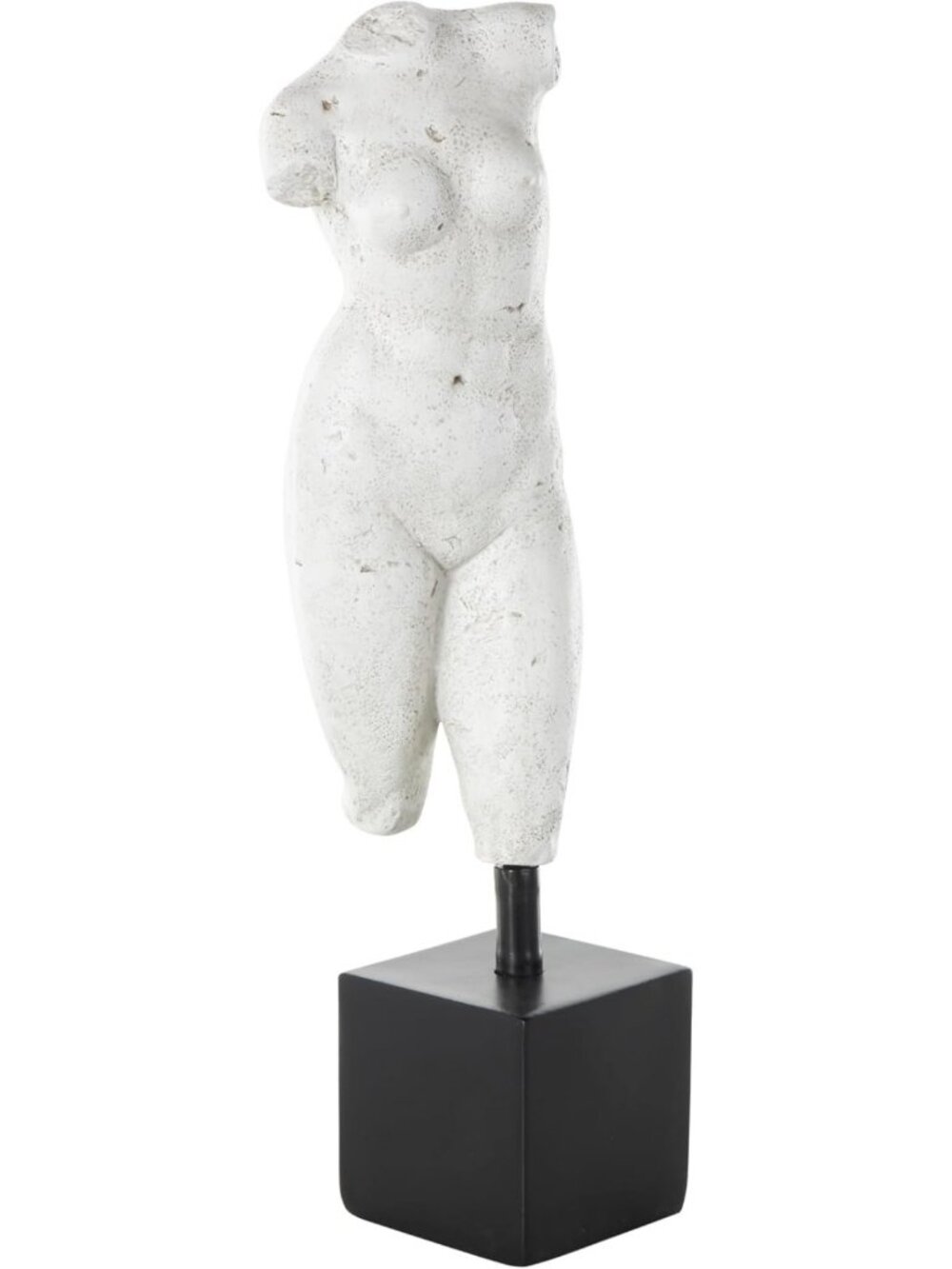 Elegant Cream Decorative Sculpture with Black Base - 17” Accent Figurine
